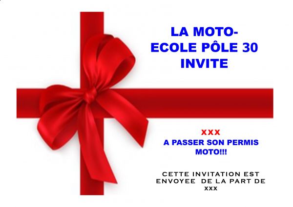 Carte cadeaux pole 30, permis moto en accéléré